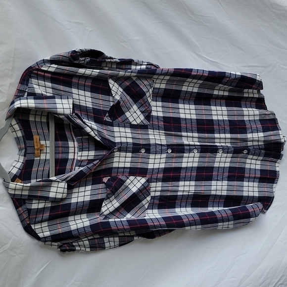 Plus size Jachs Girlfriend Flannel Cap Sleeve Shirt - Picture 3 of 8